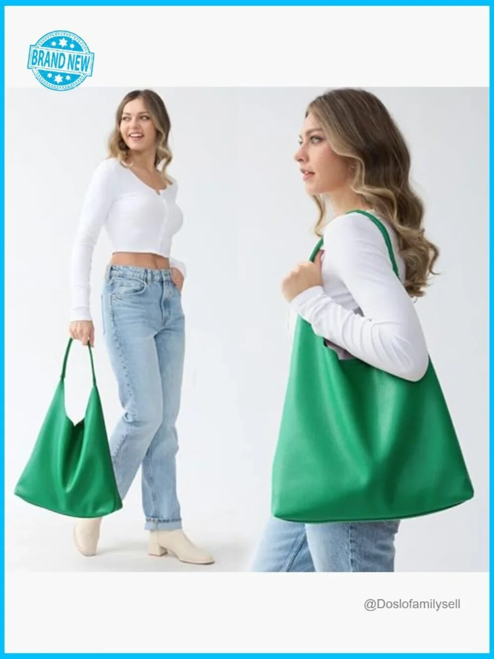 Slouchy Hobo Bag Soft Vegan Leather Tote Shoulder Handbag Work Commuter